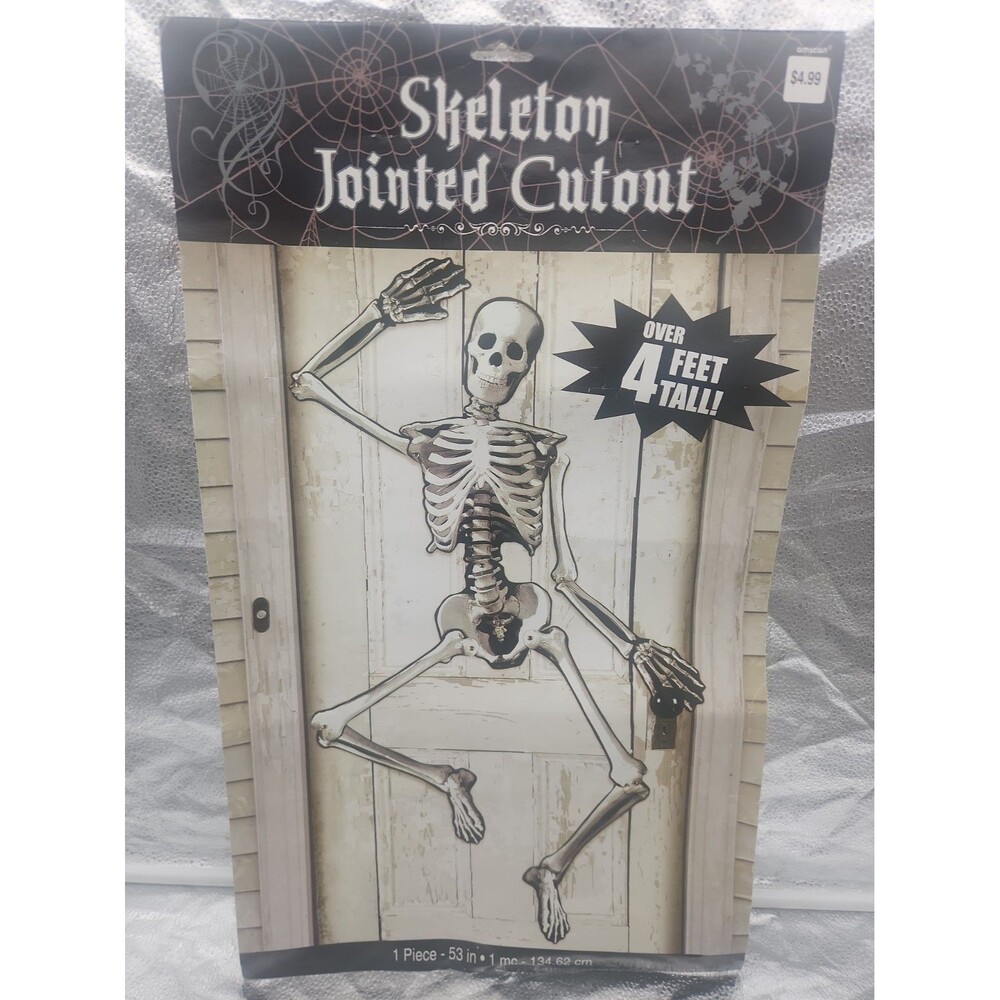 Die Cut Skeleton Jointed Articulated 53" Realistic Decoration Cardboard 70s VTG